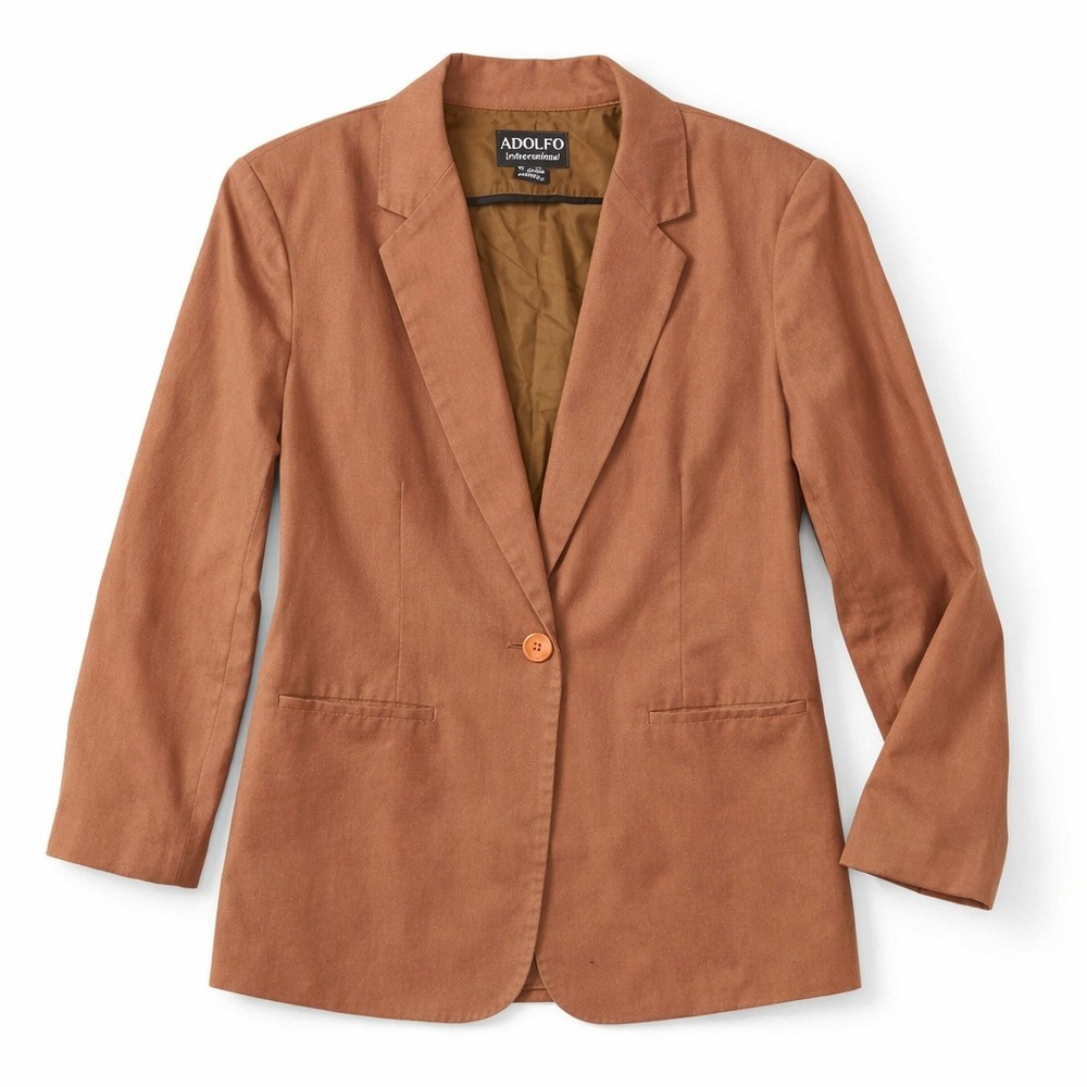Adolfo International‎ Blazer Womens 10 Brown Single Button Career Jacket